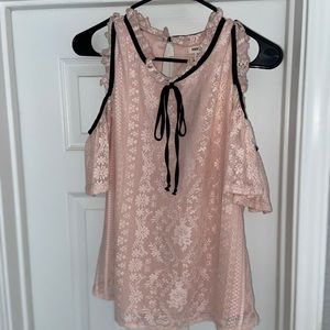 Soft pink girly off the shoulder top